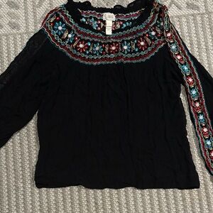 Tracy‎ Porter Black 3/4 Sleeve Embellished Blouse